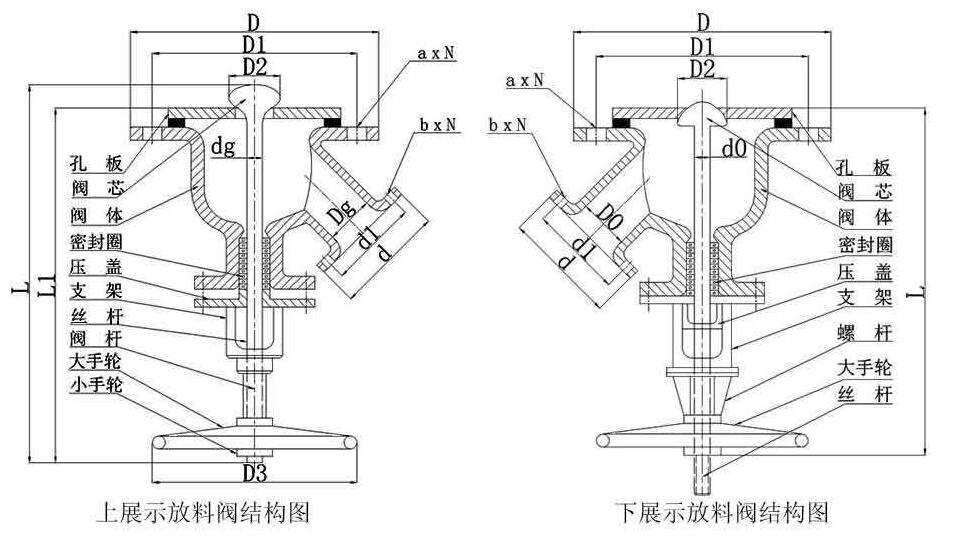 搪瓷放料阀结构图